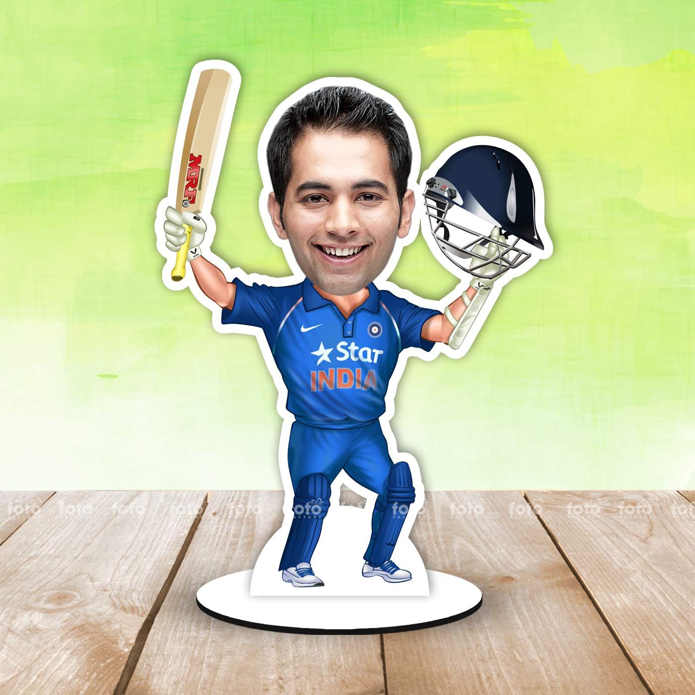 Personalized Wooden Cricket Player Caricature in Tirunelveli